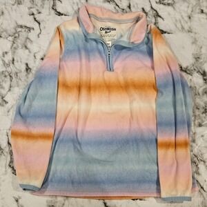 OshKosh B'gosh Kids Girls 10 Fleece Pullover Pastel Rainbow Striped Quarter Zip‎